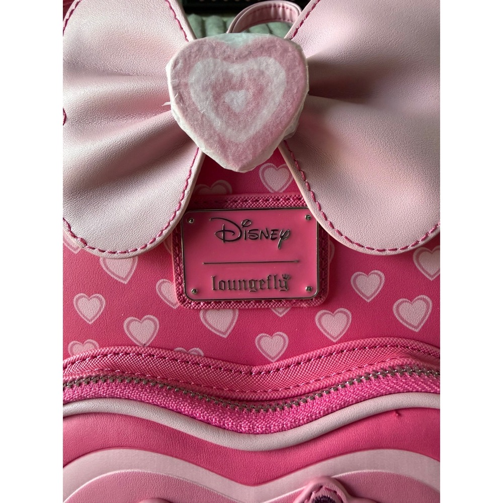 Disney Loungefly Mickey Minnie Mouse Love Story Pink Heart Mini Backpack NWT - Picture 3 of 6